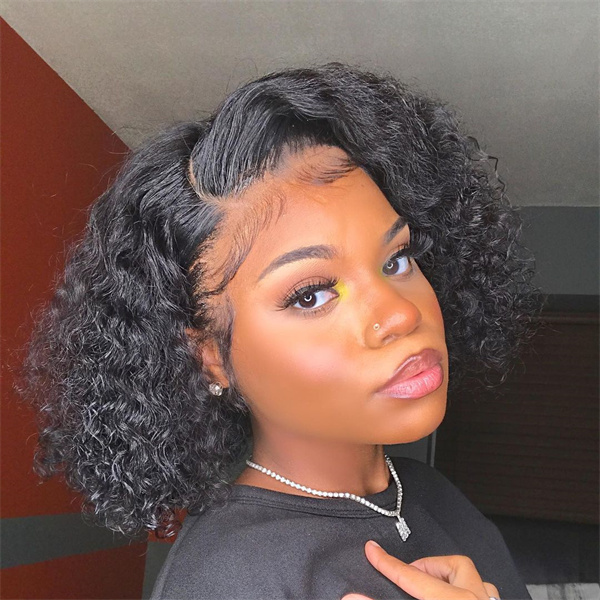 Kinky Curly Bob Wig Bob Human Hair Lace Front Wigs