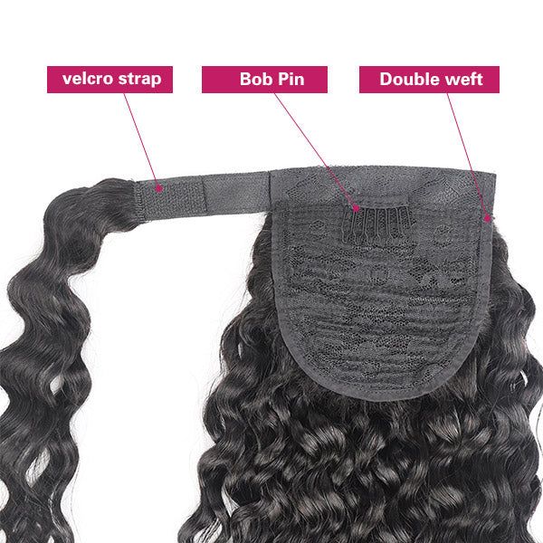 Water Wave Wrap Around Ponytail Human Hair Extensions