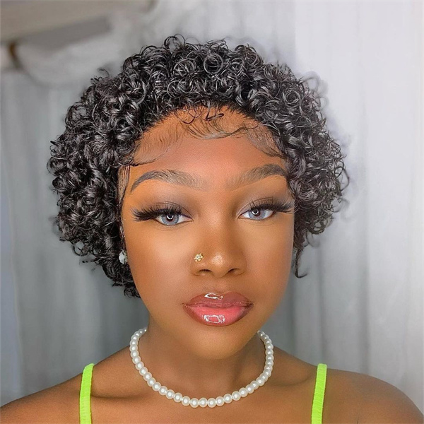 Short Curly Pixie Cut Bob 13*4 Lace Frontal wig