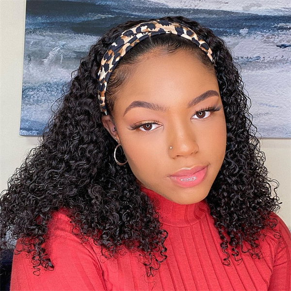 Kinky Curly Human Hair Headband Wig