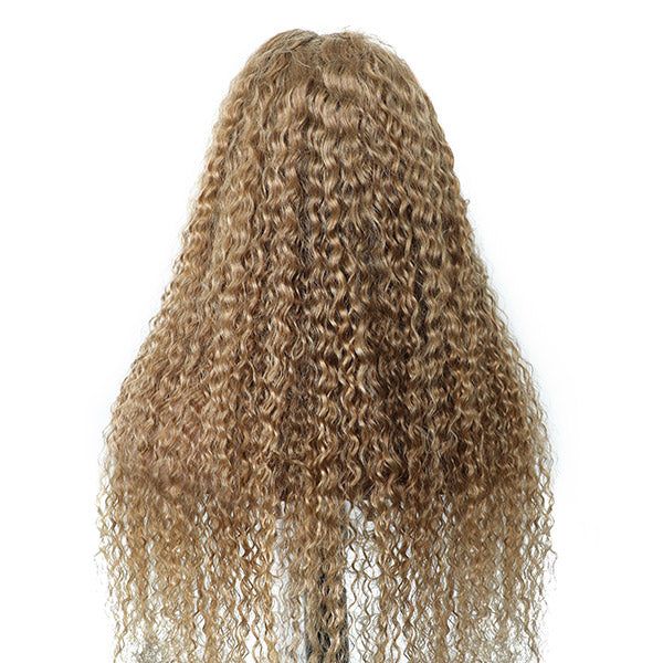Honey Blonde Water Wave Lace Frontal Wig Pre Plucked