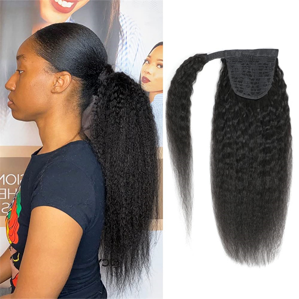 Yaki Straight Wrap Around Ponytail Human Hair Extension